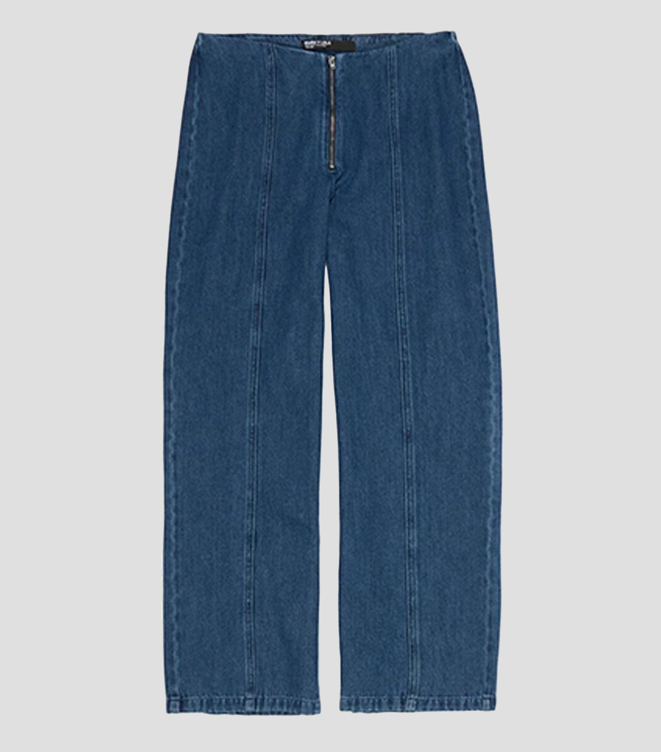 Pantalón recto denim azul Mujer
